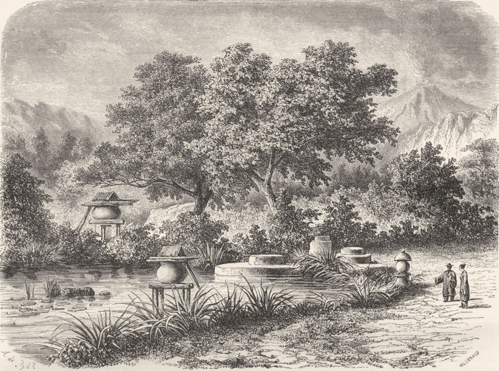 JAPAN. Japanese tea Gdns 1870 old antique vintage print picture